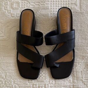 Sam Edelman Black Leather Crisscross Slide Sandals